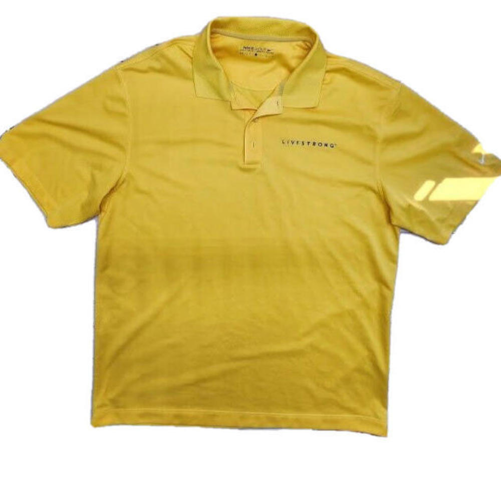 Nike Golf Drifit Size Large Mens Short Sleeve Yellow Active Polo LiveStrong Top